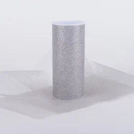 Silver - Premium Glitter Tulle Fabric ( W: 6 Inch | L: 10 Yards )