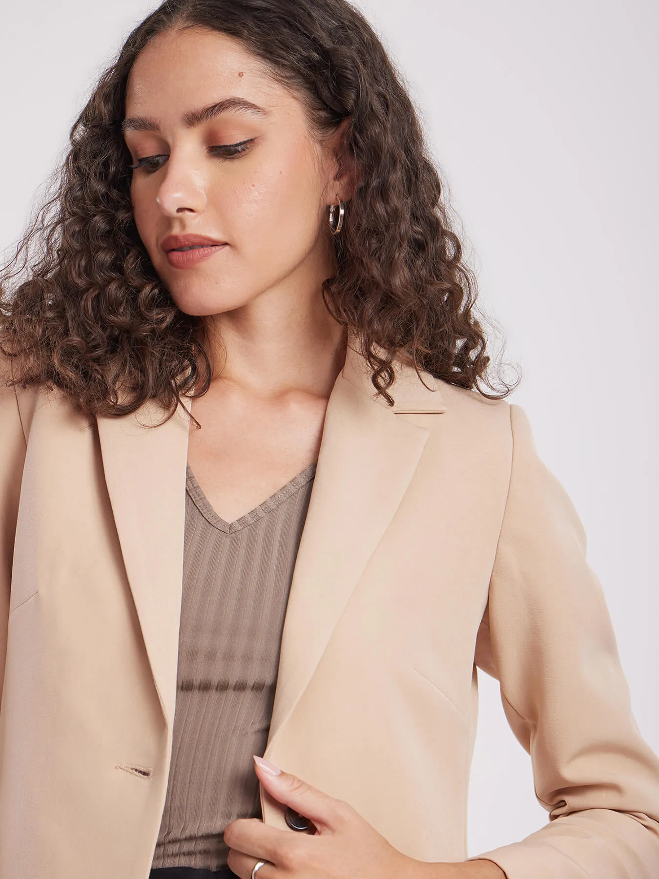 Single Breasted Blazer - Beige