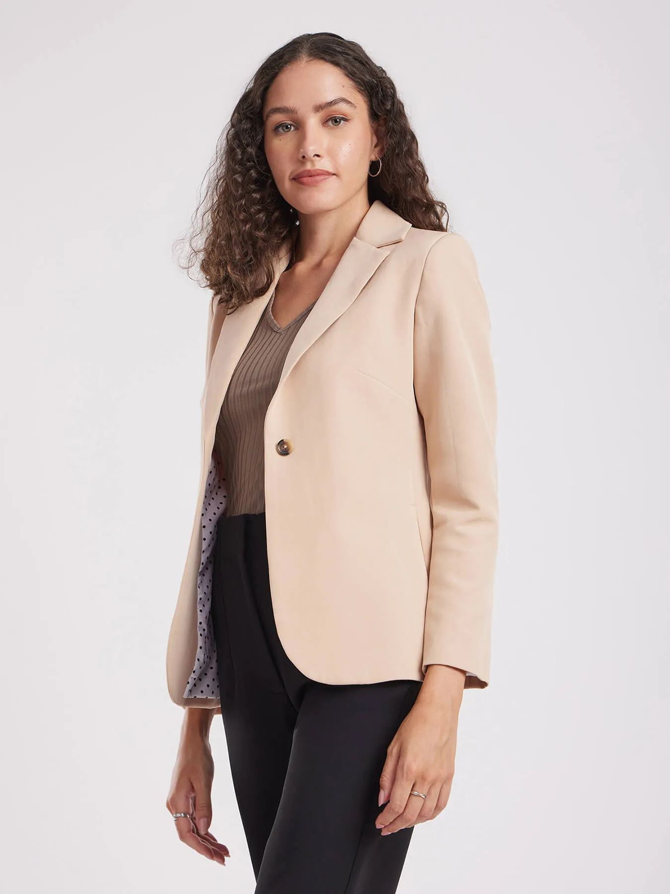 Single Breasted Blazer - Beige