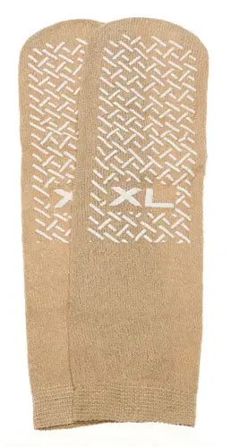 Slipper Socks; XL Beige Pair Men's  10-12  Wms 11-13