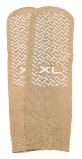 Slipper Socks; XL Beige Pair Men's  10-12  Wms 11-13