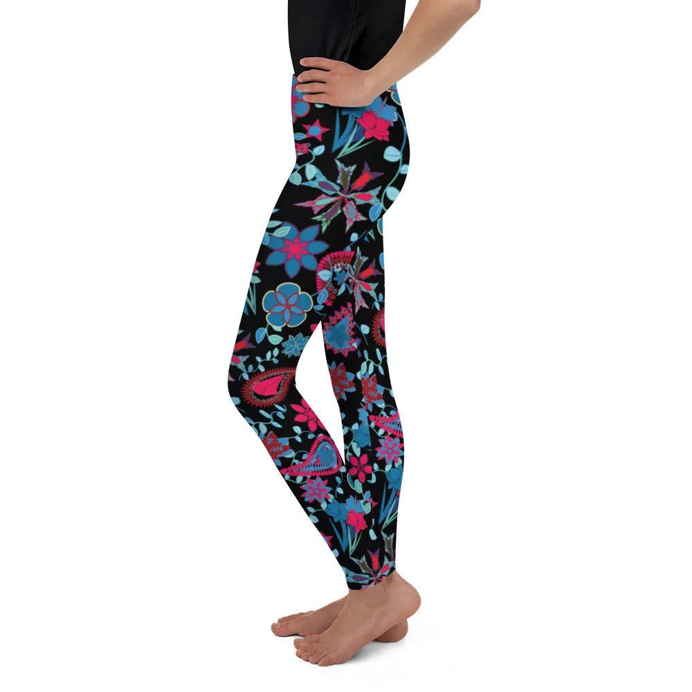 Spring Paisley on Black Youth Leggings,Girls and Boys Matching Family Outfits