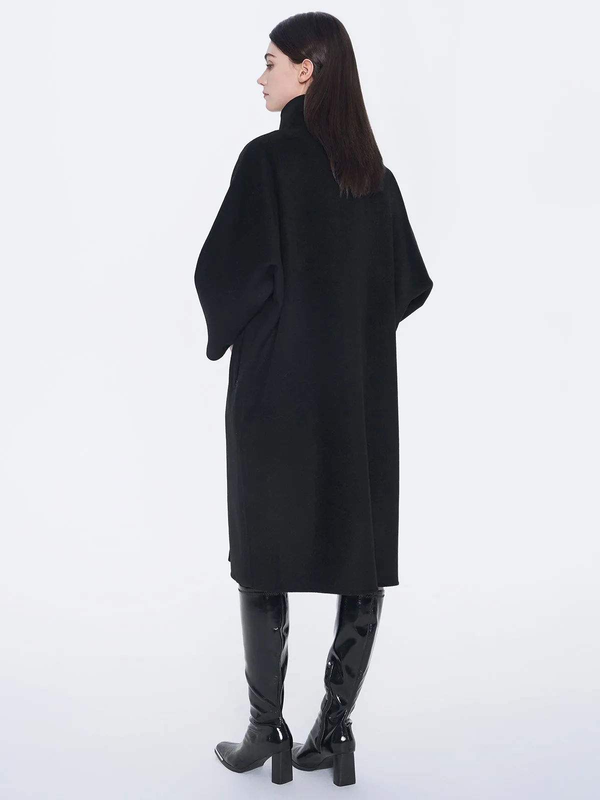 Stand Collar Wool Cocoon Coat