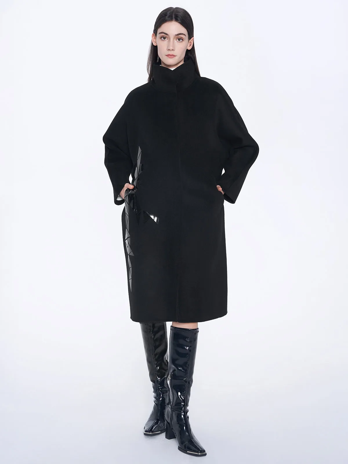 Stand Collar Wool Cocoon Coat