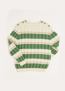 Striped Cable Knit Jumper in Green (4-10yrs)