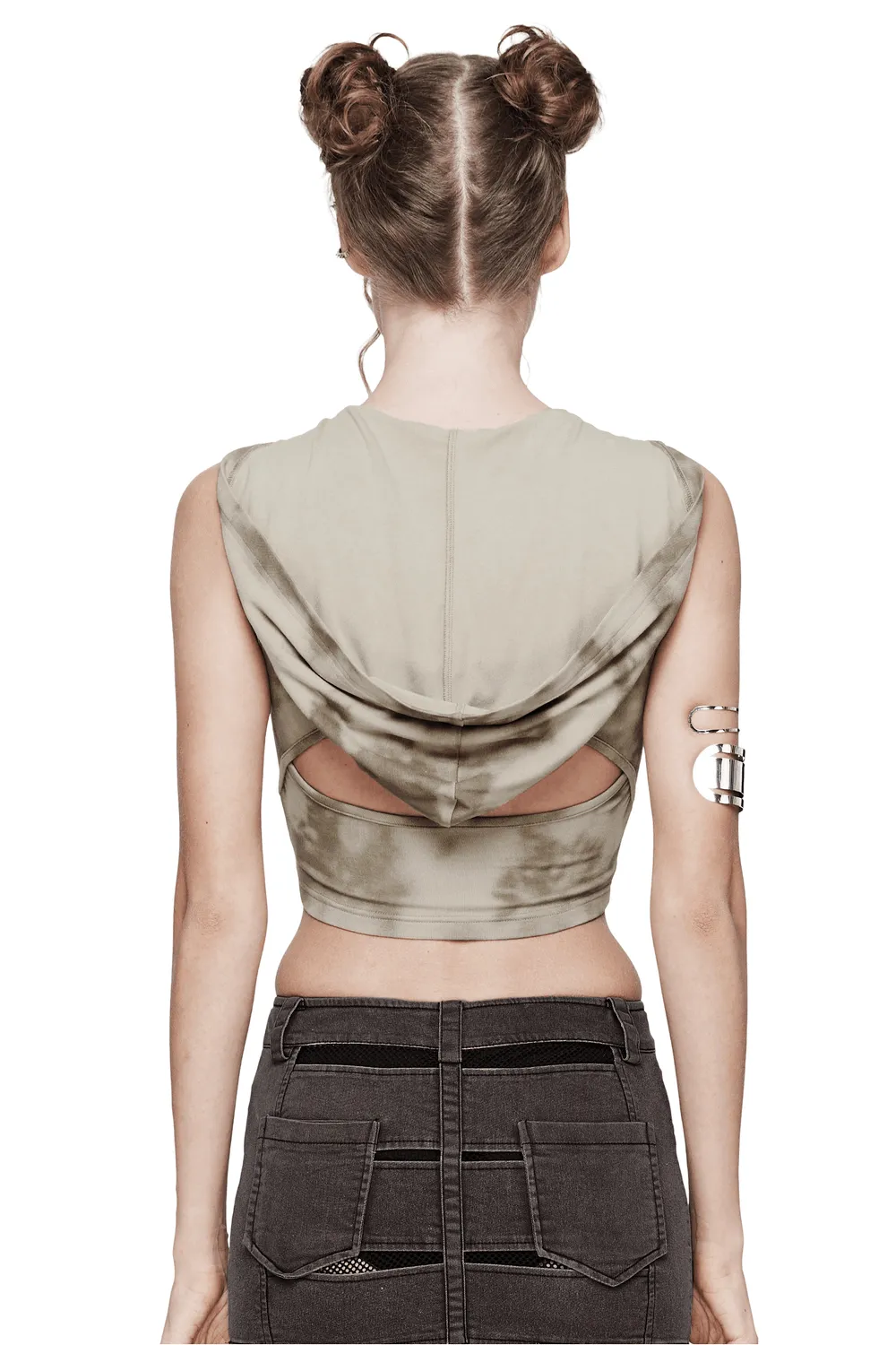 Stylish Hooded Crop Top with Open Back Design