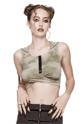 Stylish Hooded Crop Top with Open Back Design