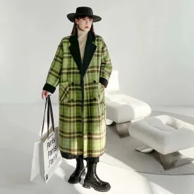 Stylish Plaid Women's Wool Coat for Winter Months