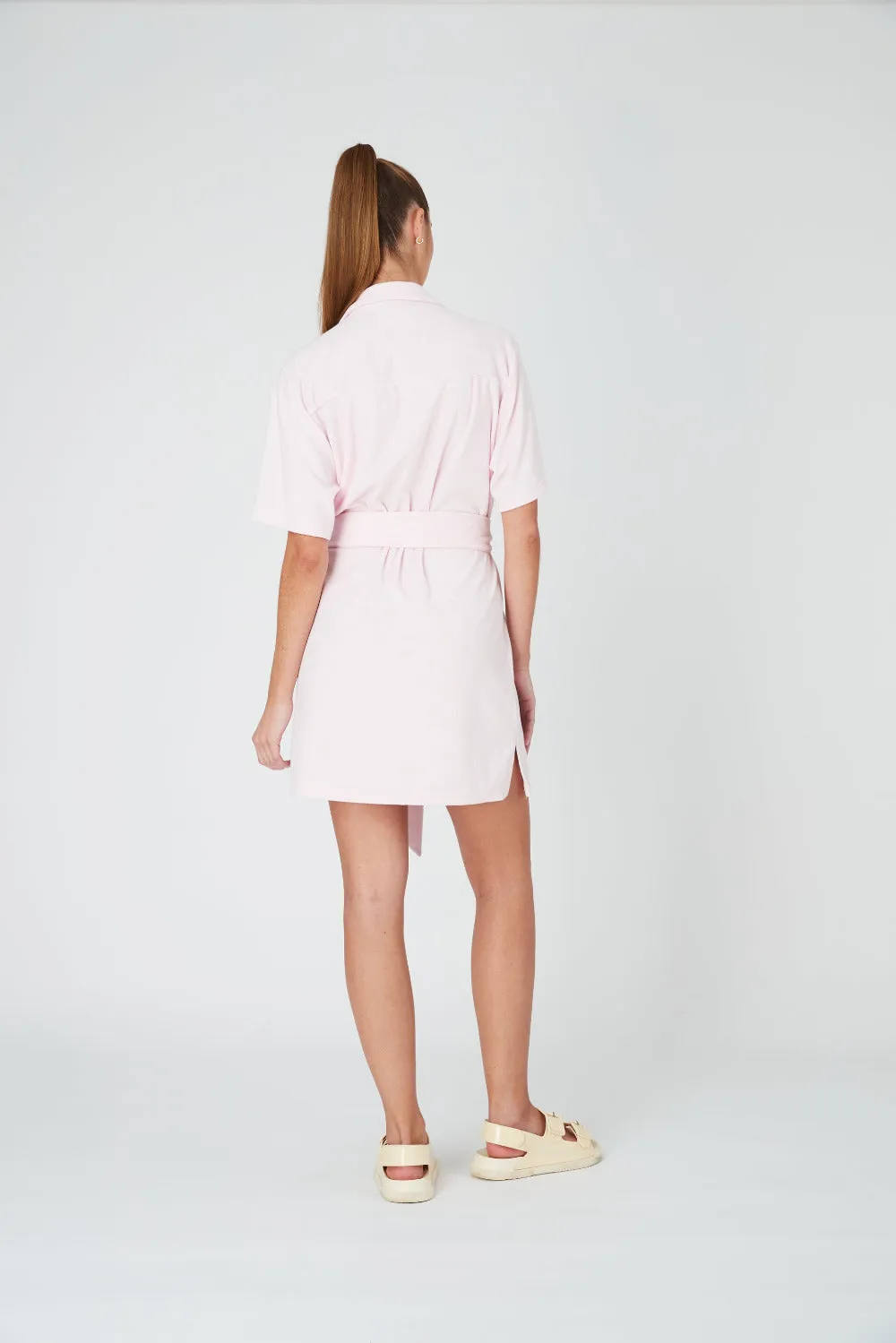 Summi Summi - Terry Shirt Dress: Baby Pink