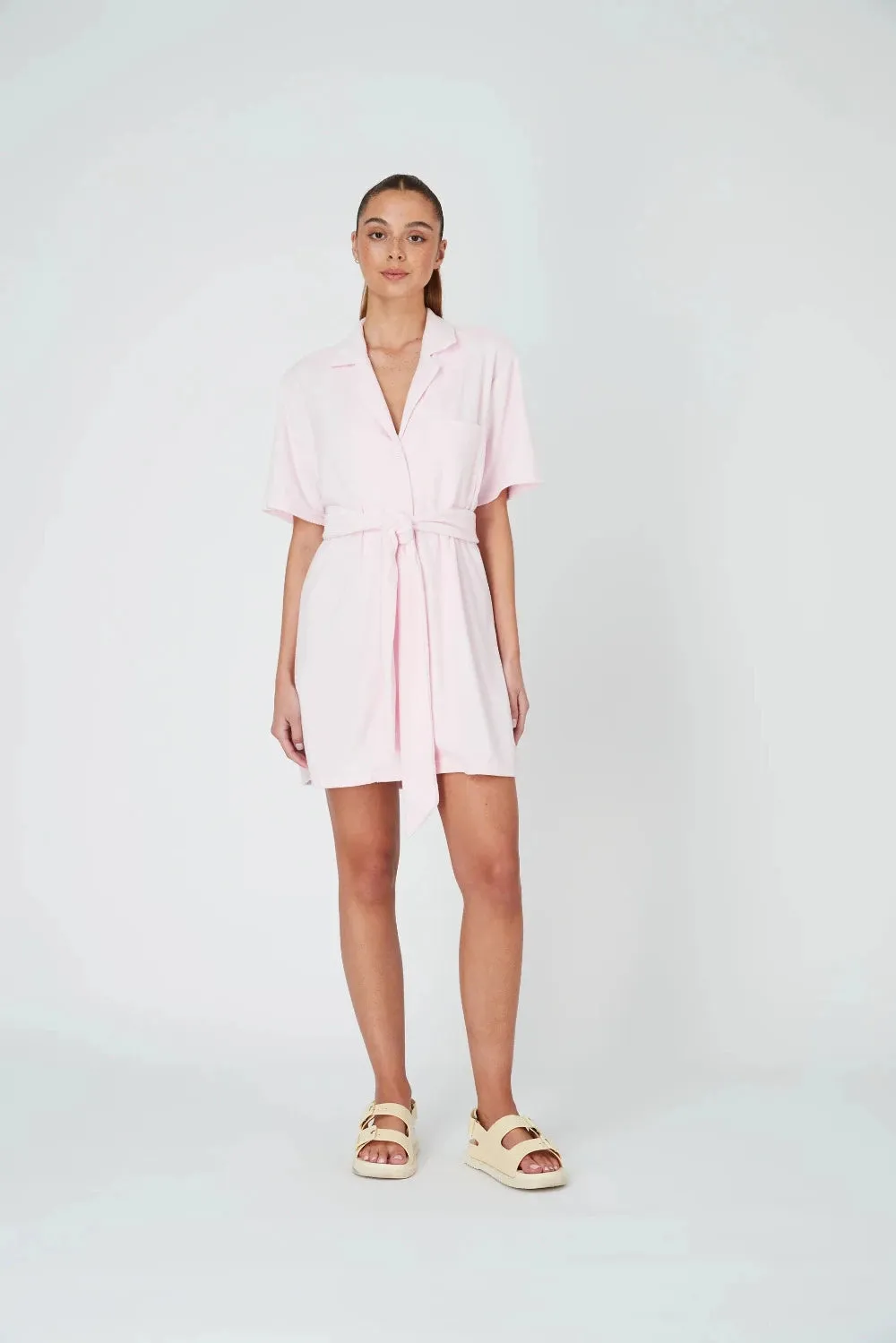 Summi Summi - Terry Shirt Dress: Baby Pink