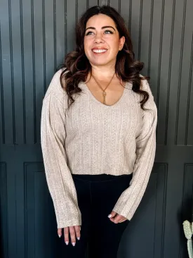 Sunny Days Crop Long Sleeve Sweater, Oatmeal