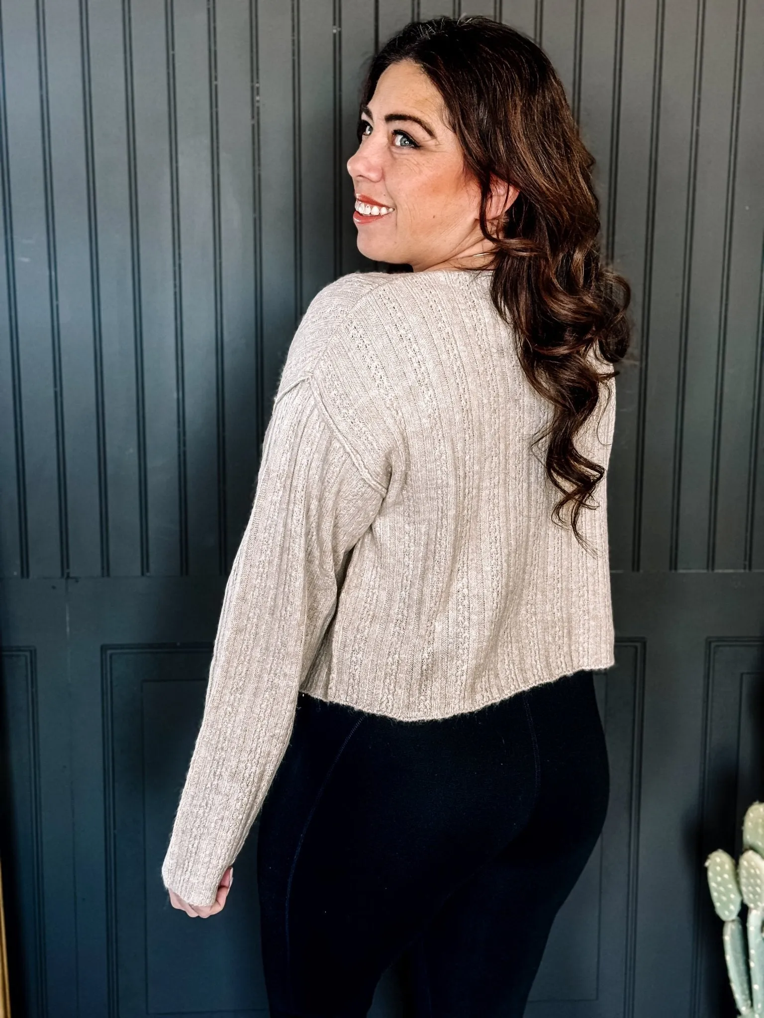 Sunny Days Crop Long Sleeve Sweater, Oatmeal