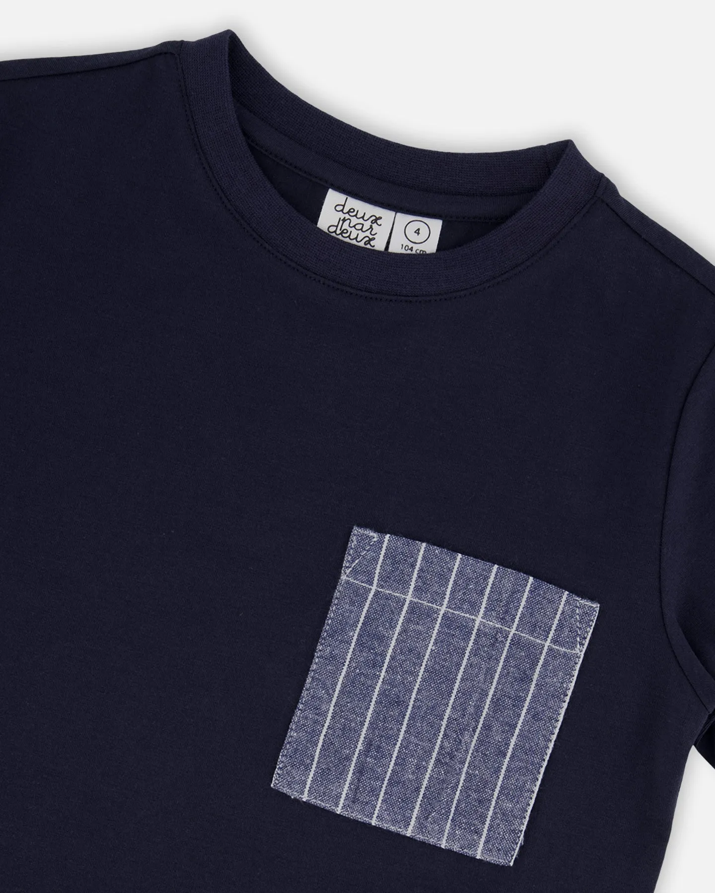 tee s/s with denim striped pocket - peacoat-481