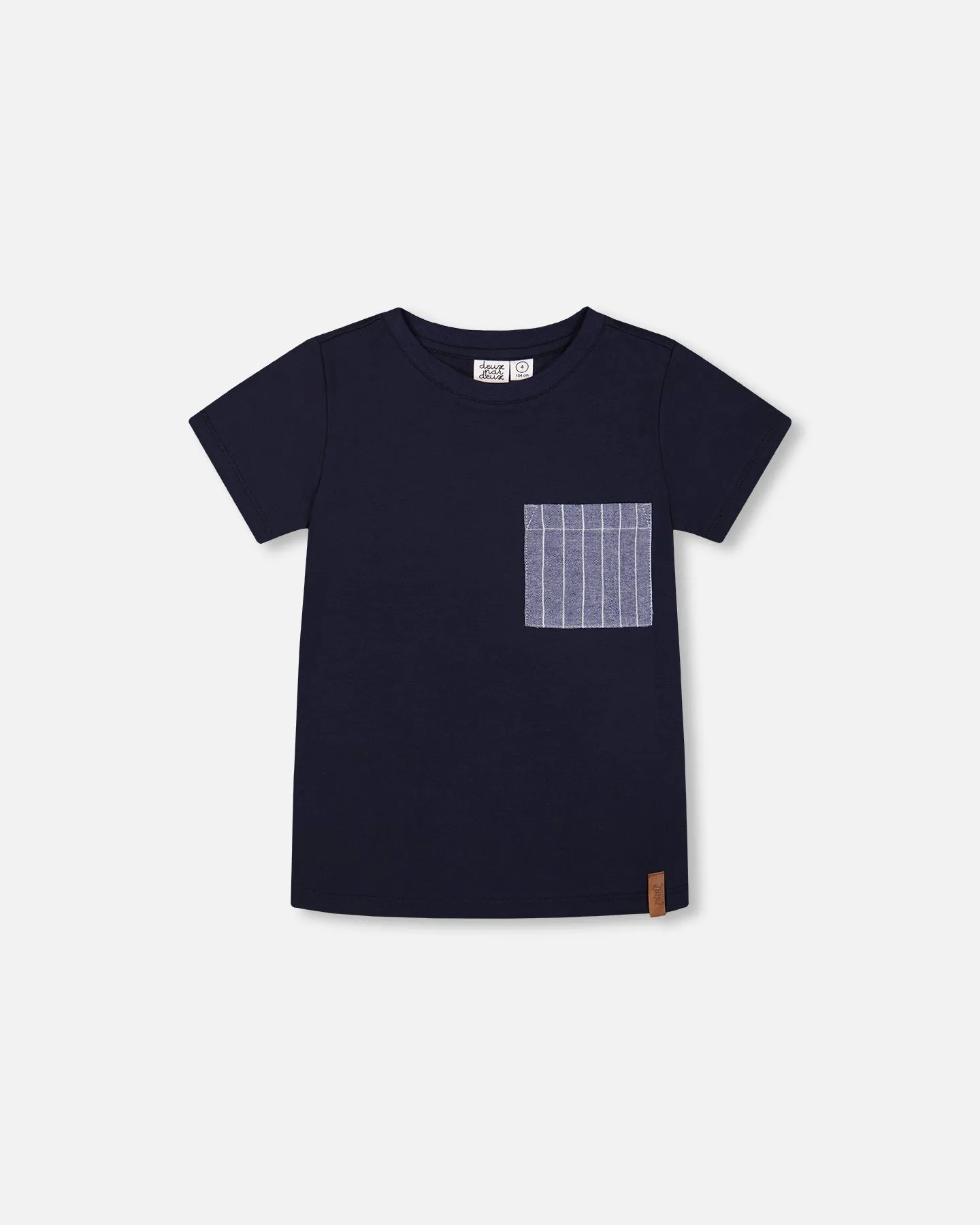 tee s/s with denim striped pocket - peacoat-481