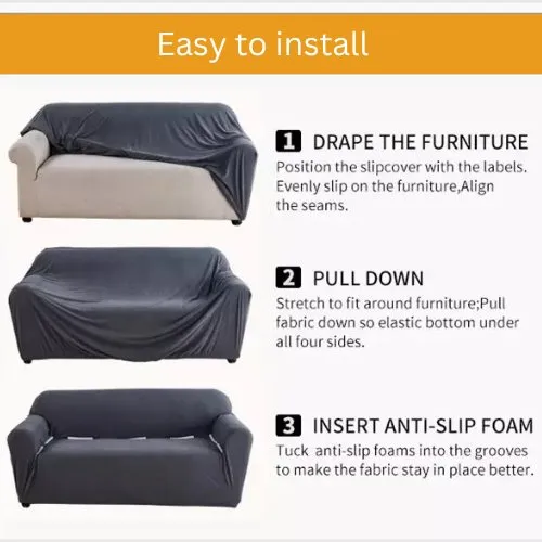 Three Seater Small Leaves Design, Stretchable Sofa Cover.