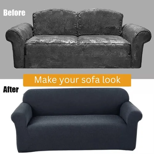 Three Seater Small Leaves Design, Stretchable Sofa Cover.