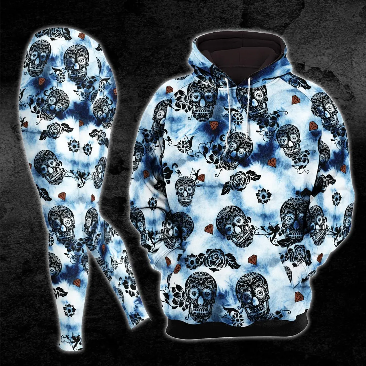 TieDye Mandala Skull Combo Hoodie and Leggings