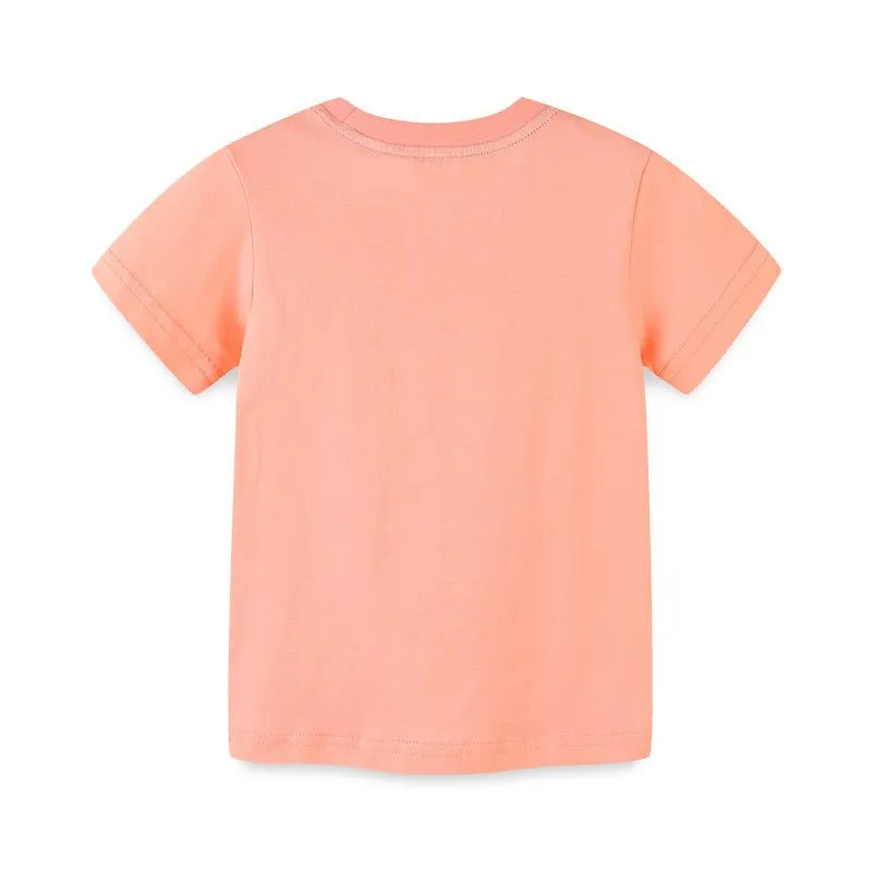 Toddler/Kid Girl's Pink Unicorn Print Design T-shirt