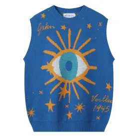 Van Big Eyes Printed Intarsia Sweater Vest