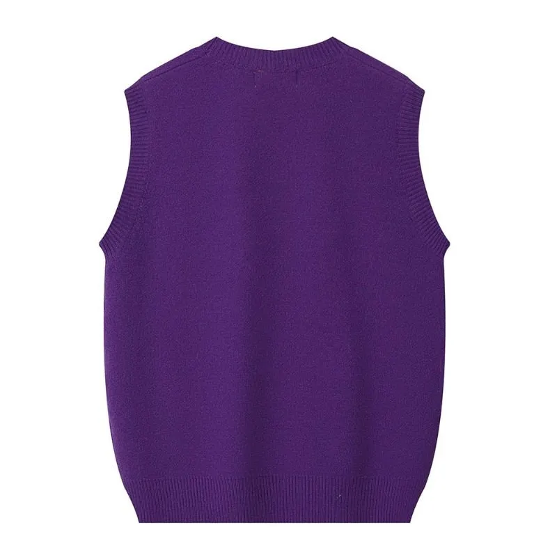 Van Big Eyes Printed Intarsia Sweater Vest