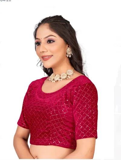Velvet Stretchable Ready to Wear Saree Blouse