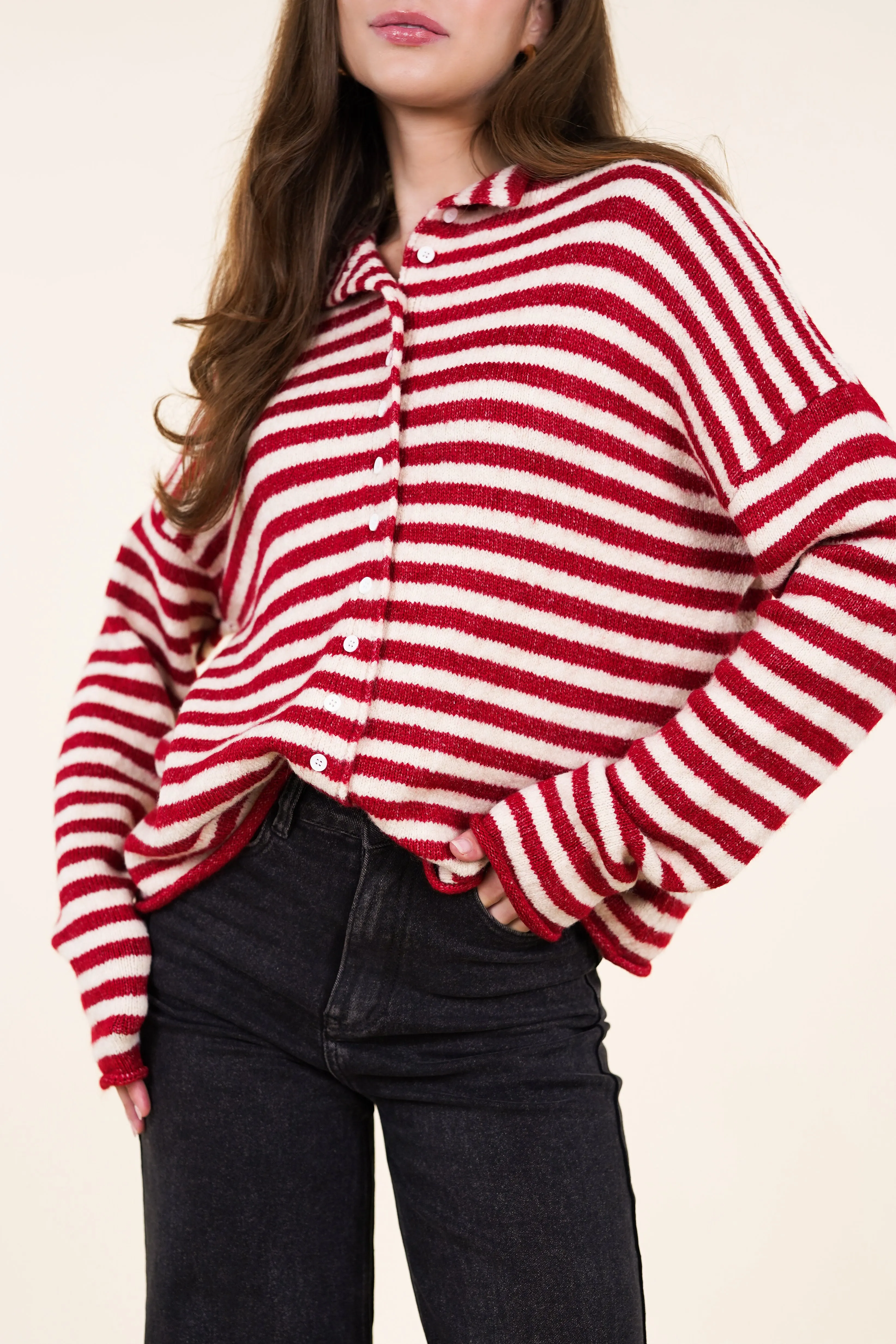 Vest gestreept rood wit - Nela