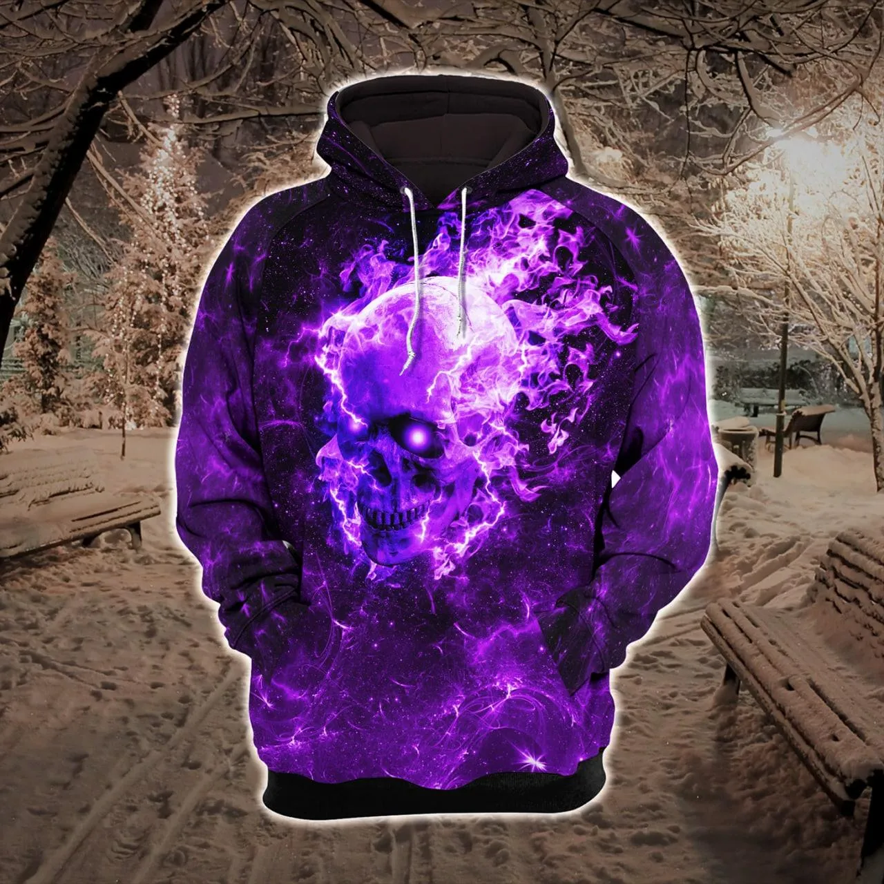 Violet Fire Skull Combo Hoodie and Leggings