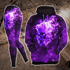 Violet Fire Skull Combo Hoodie and Leggings