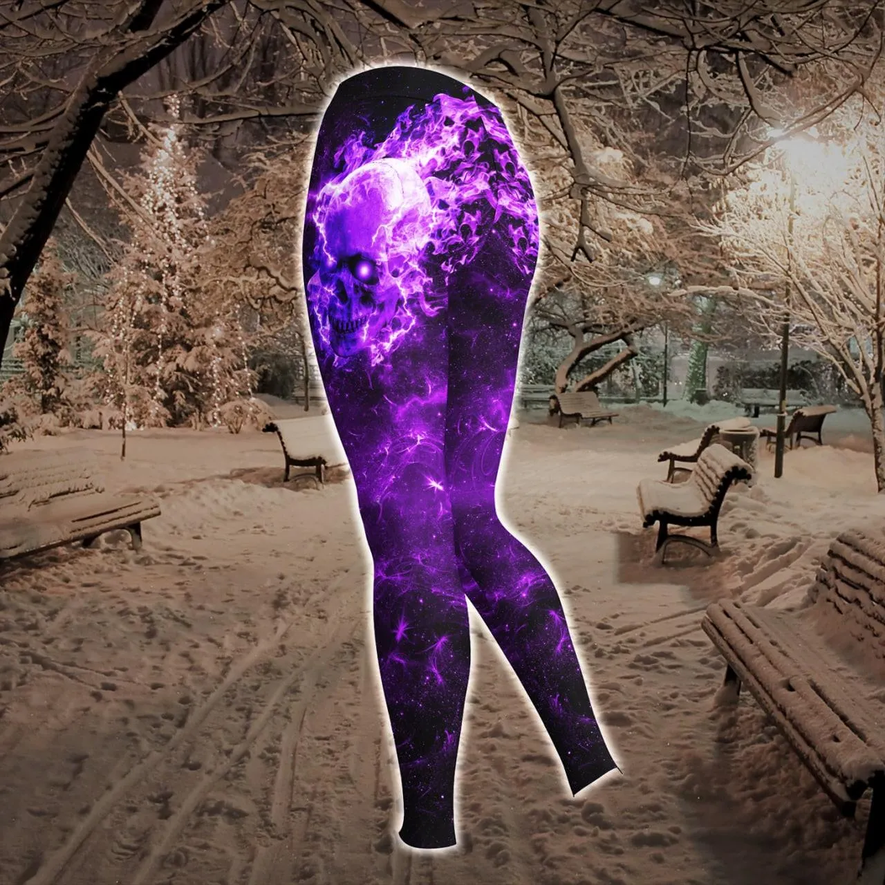 Violet Fire Skull Combo Hoodie and Leggings