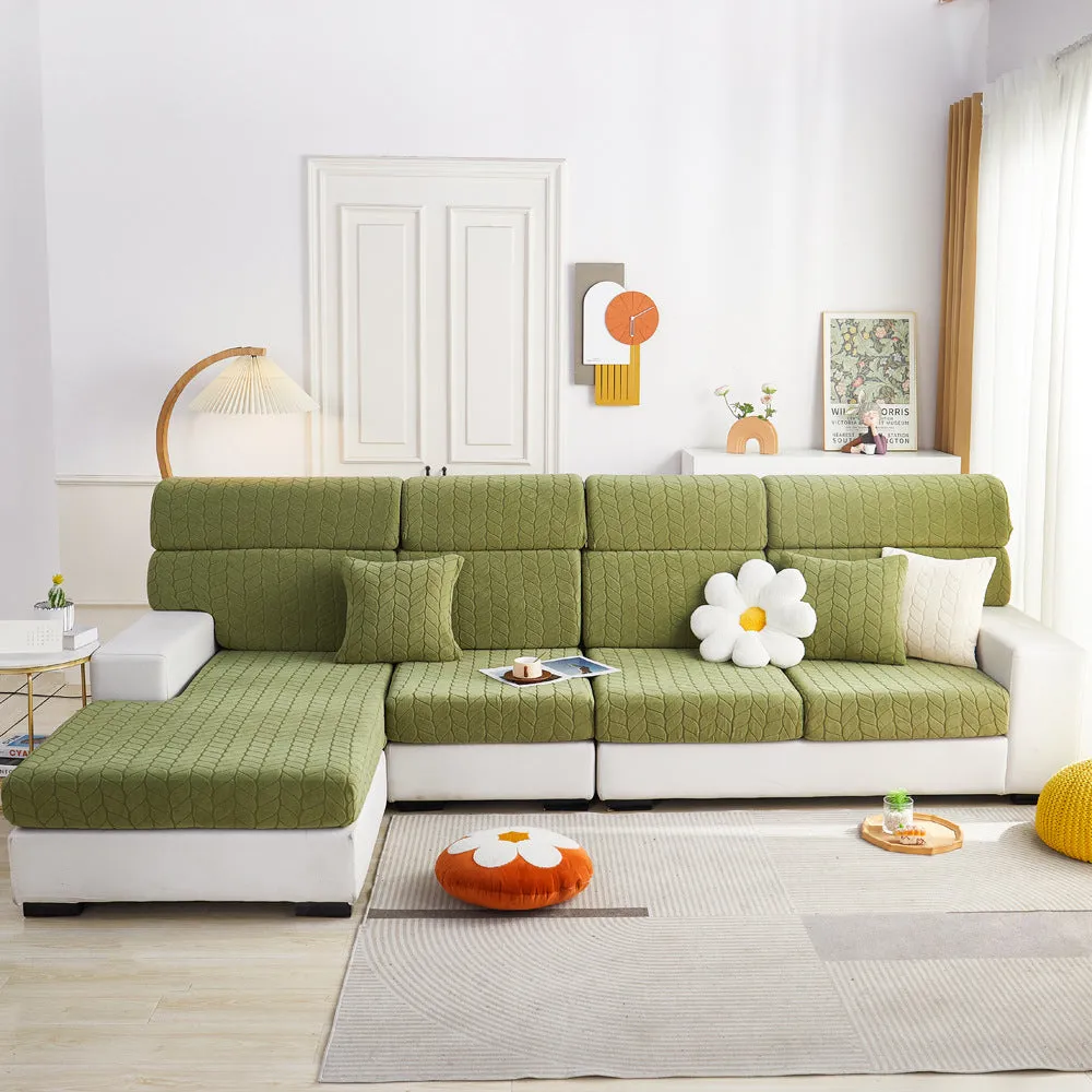 Wheat Pattern Sectional Sofa Cover Stretchable Cushion Cover