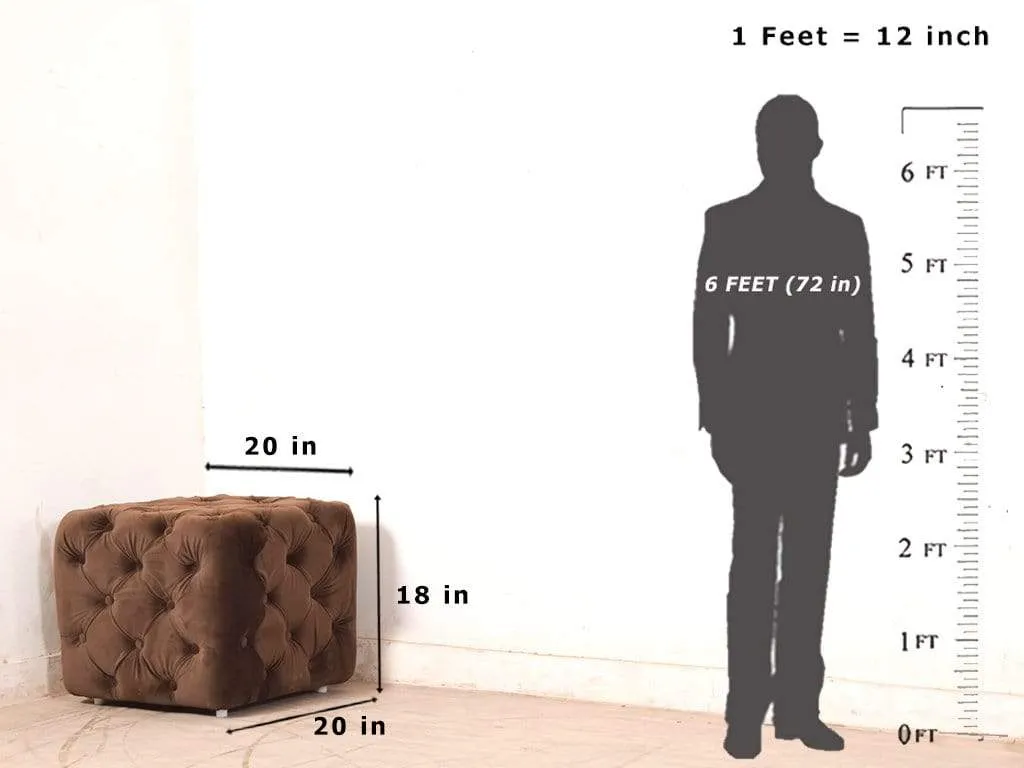 Winchester Ottoman In Brown Premium Fabric