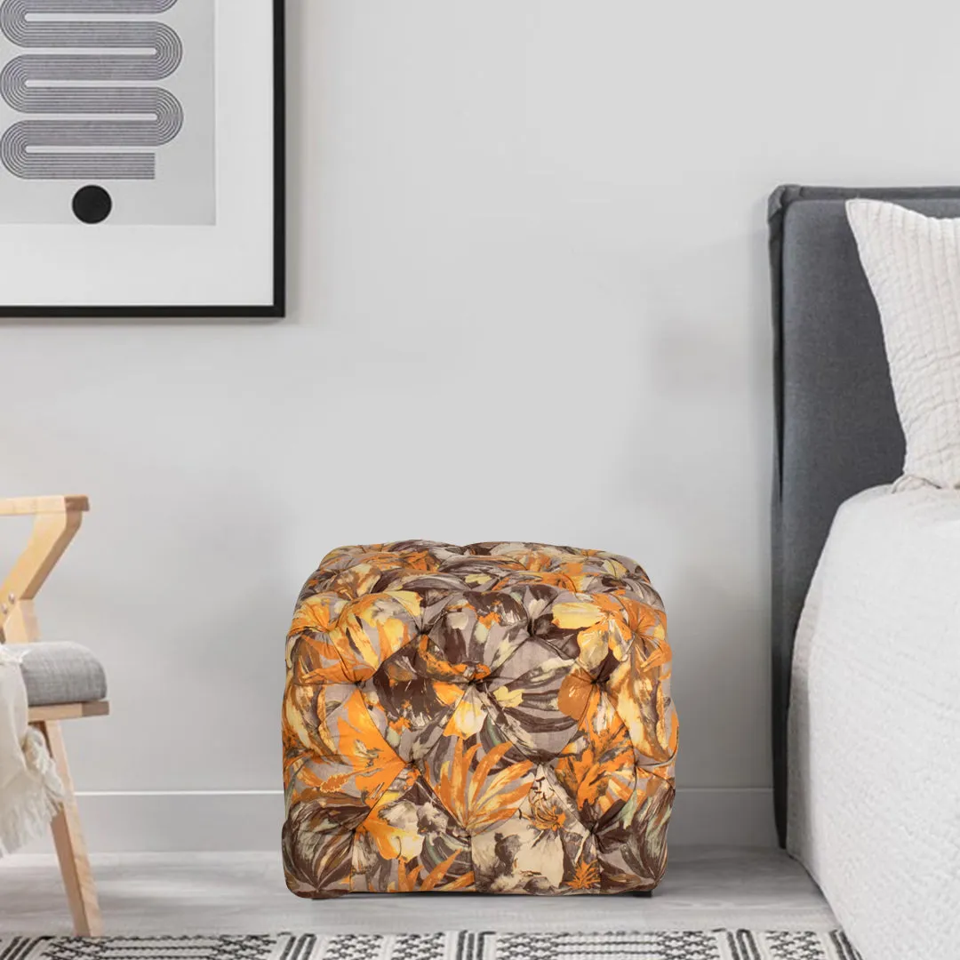 Winchester Ottoman In Brown Premium Fabric
