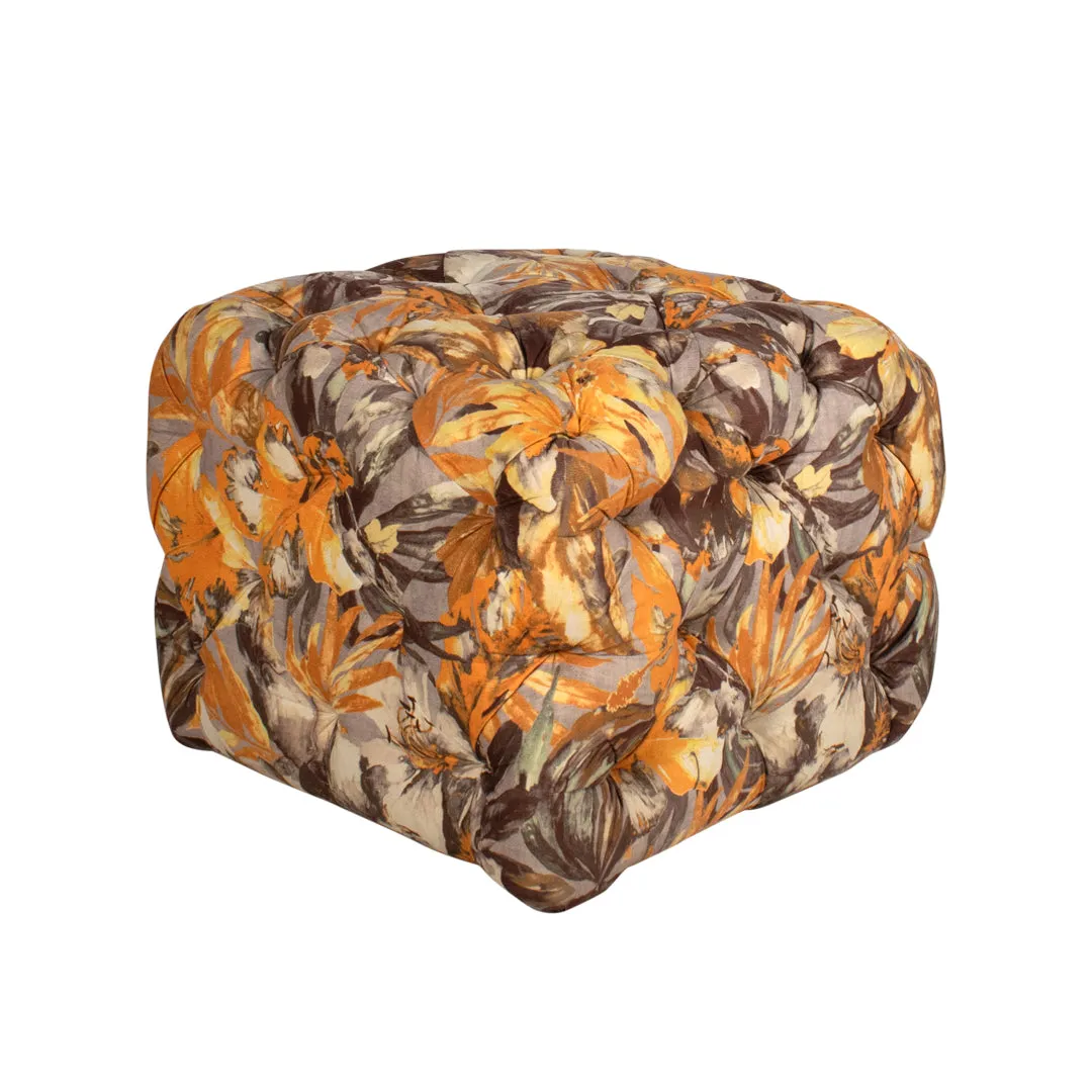 Winchester Ottoman In Brown Premium Fabric