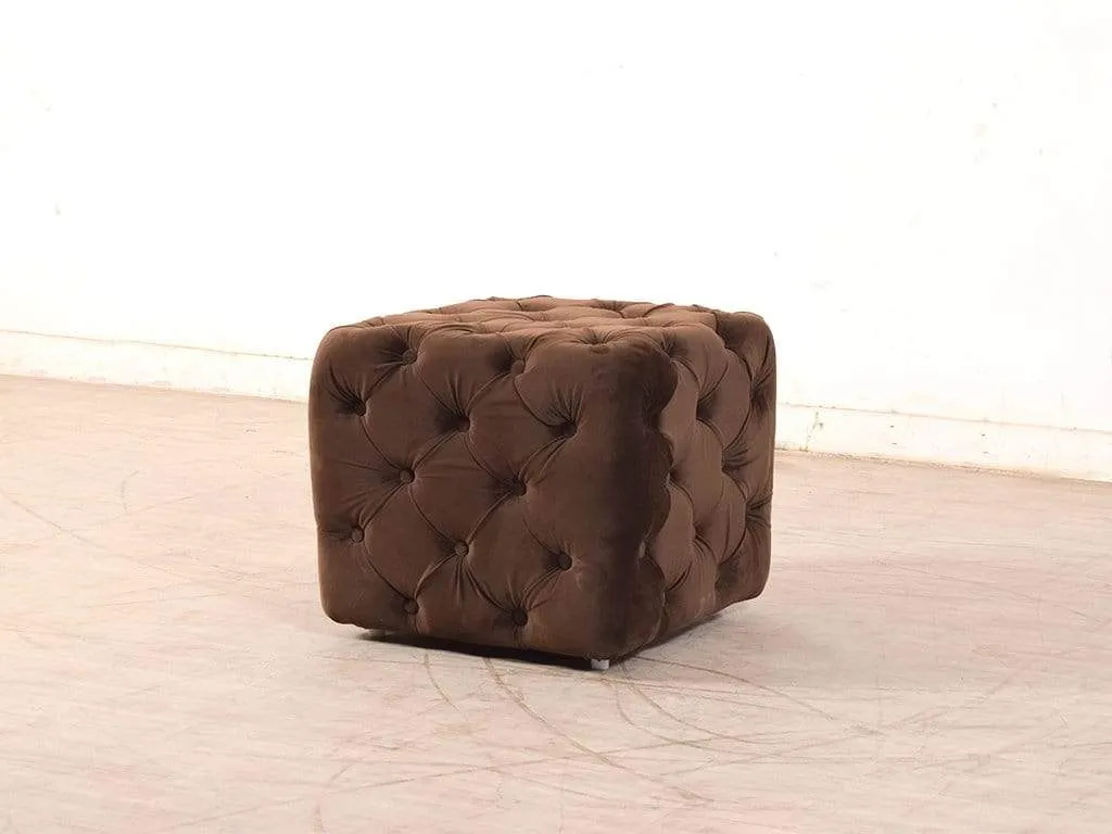 Winchester Ottoman In Brown Premium Fabric