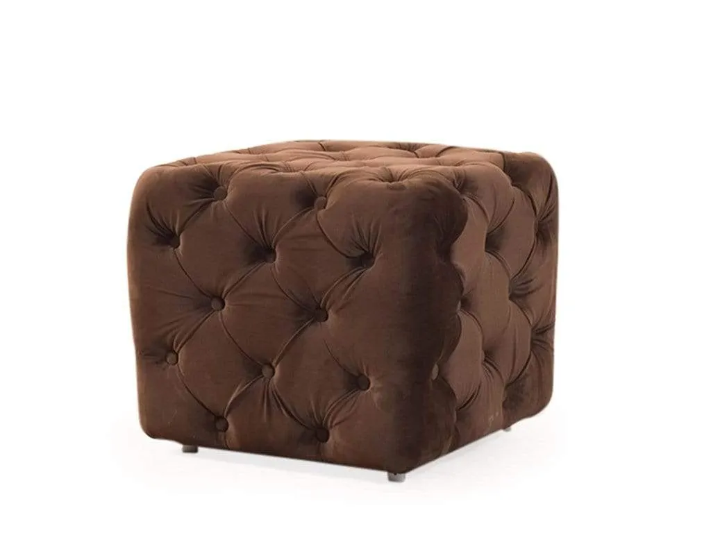 Winchester Ottoman In Brown Premium Fabric