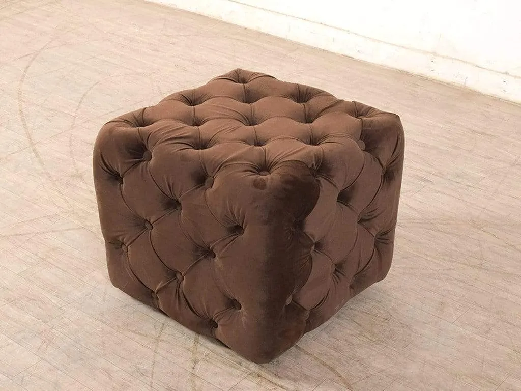 Winchester Ottoman In Brown Premium Fabric