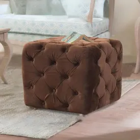 Winchester Ottoman In Brown Premium Fabric