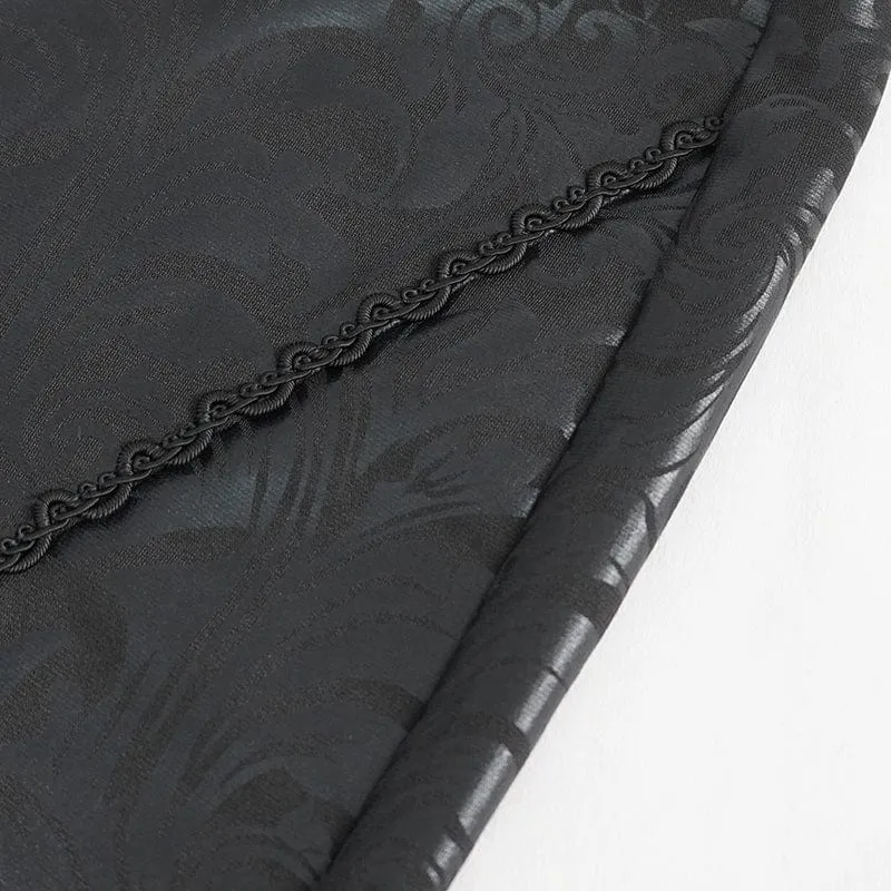 Women's Gothic Floral Embroidered Mesh Splice Leggings
