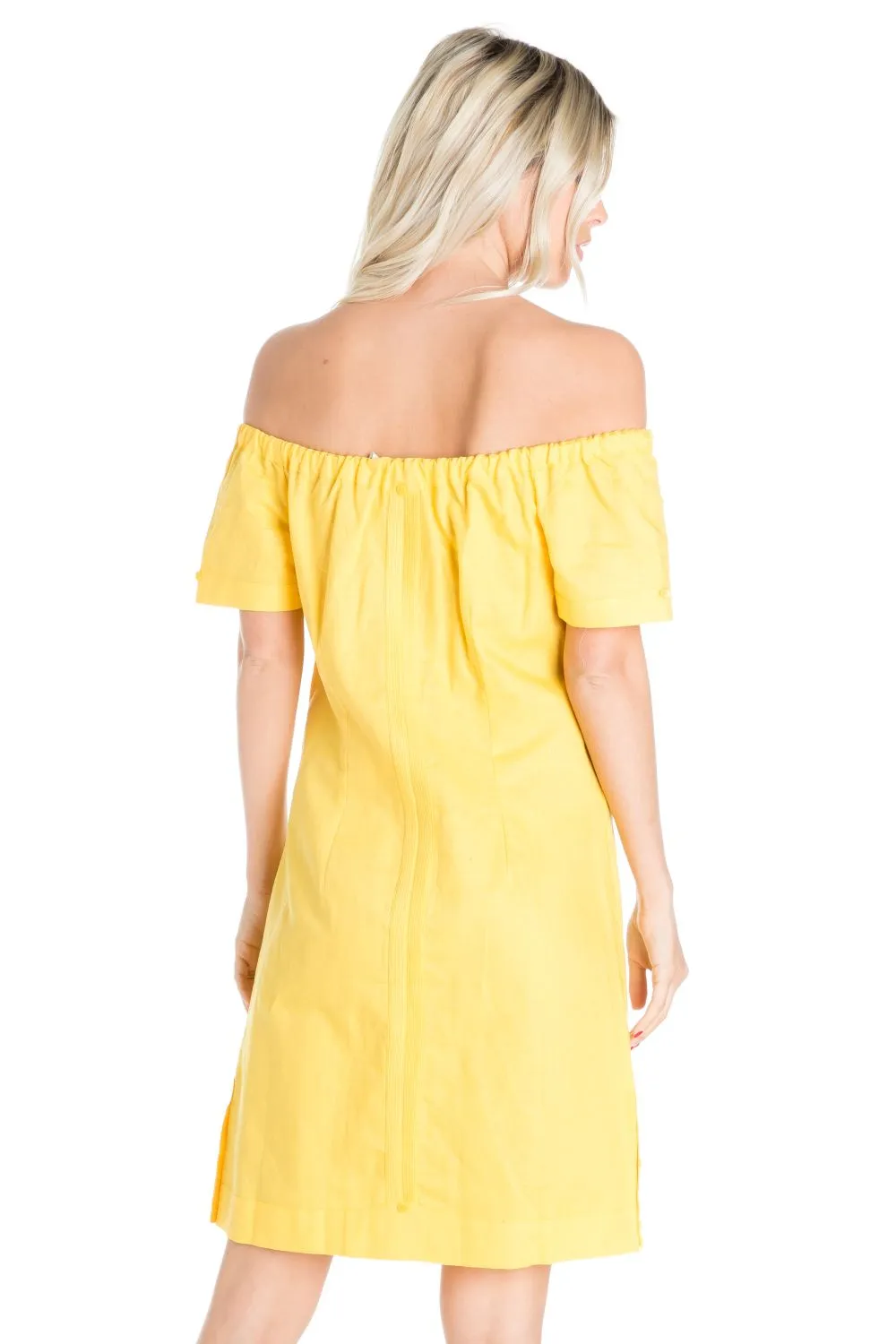 Women's Guayabera Dress Sexy Off Shoulder Linen Blend Button Down