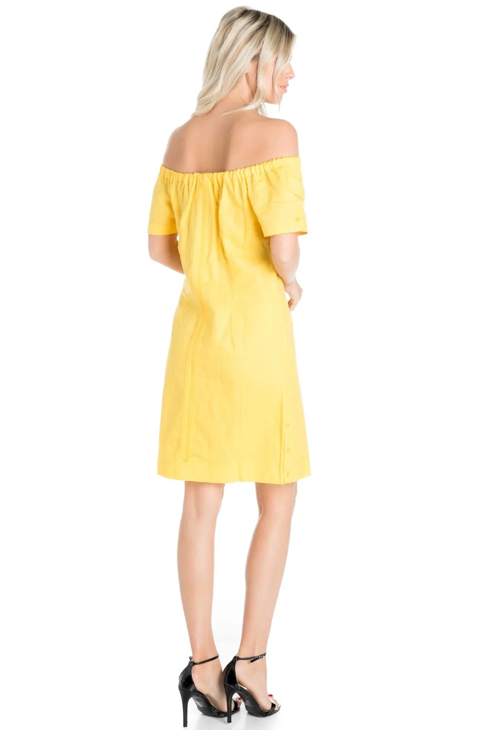 Women's Guayabera Dress Sexy Off Shoulder Linen Blend Button Down