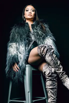Women's Shaggy Coat in "Ombre" STOCK