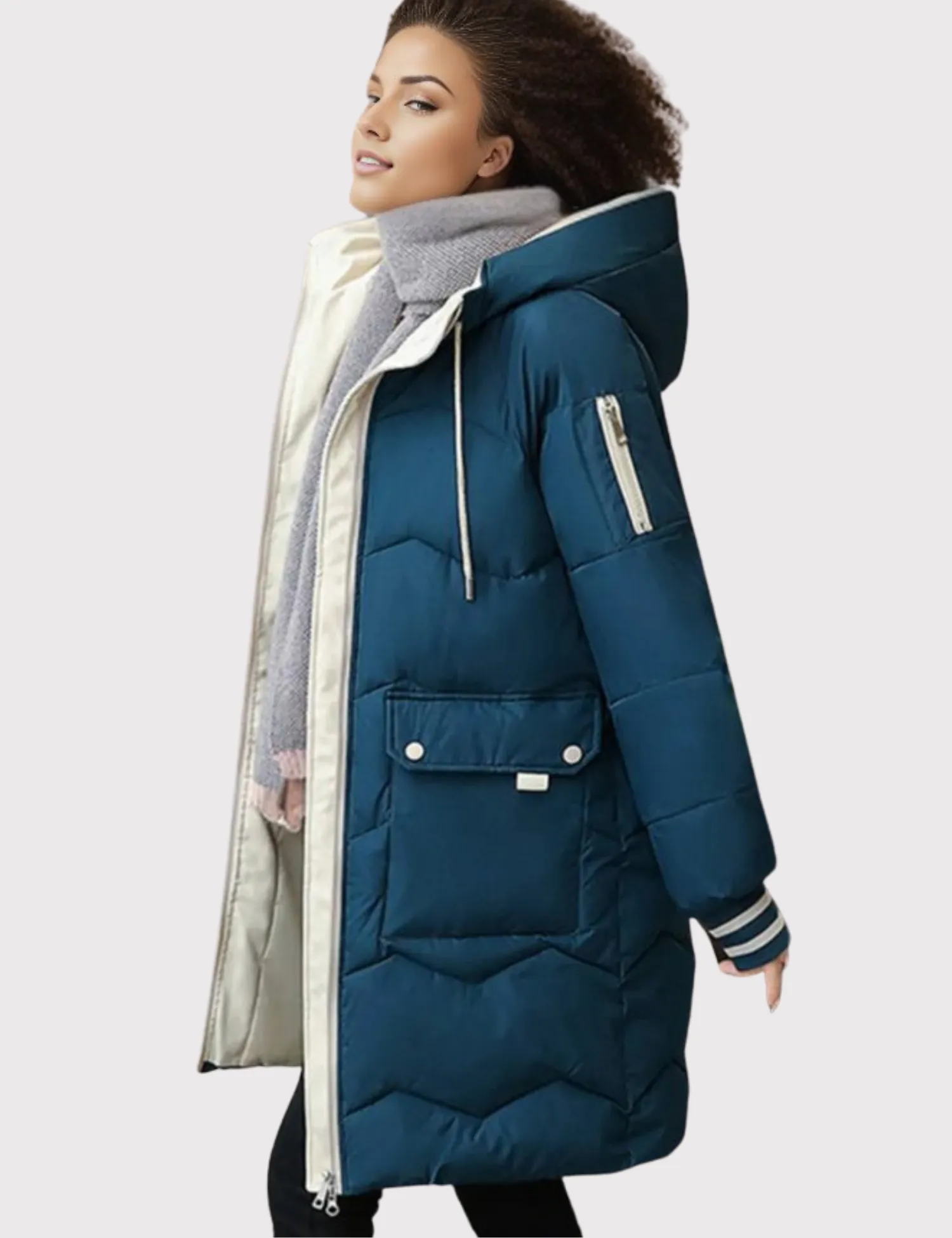 Women's Stylish Long Padded Winter Down Coat with Hood | Perfect for Outdoor Activities
