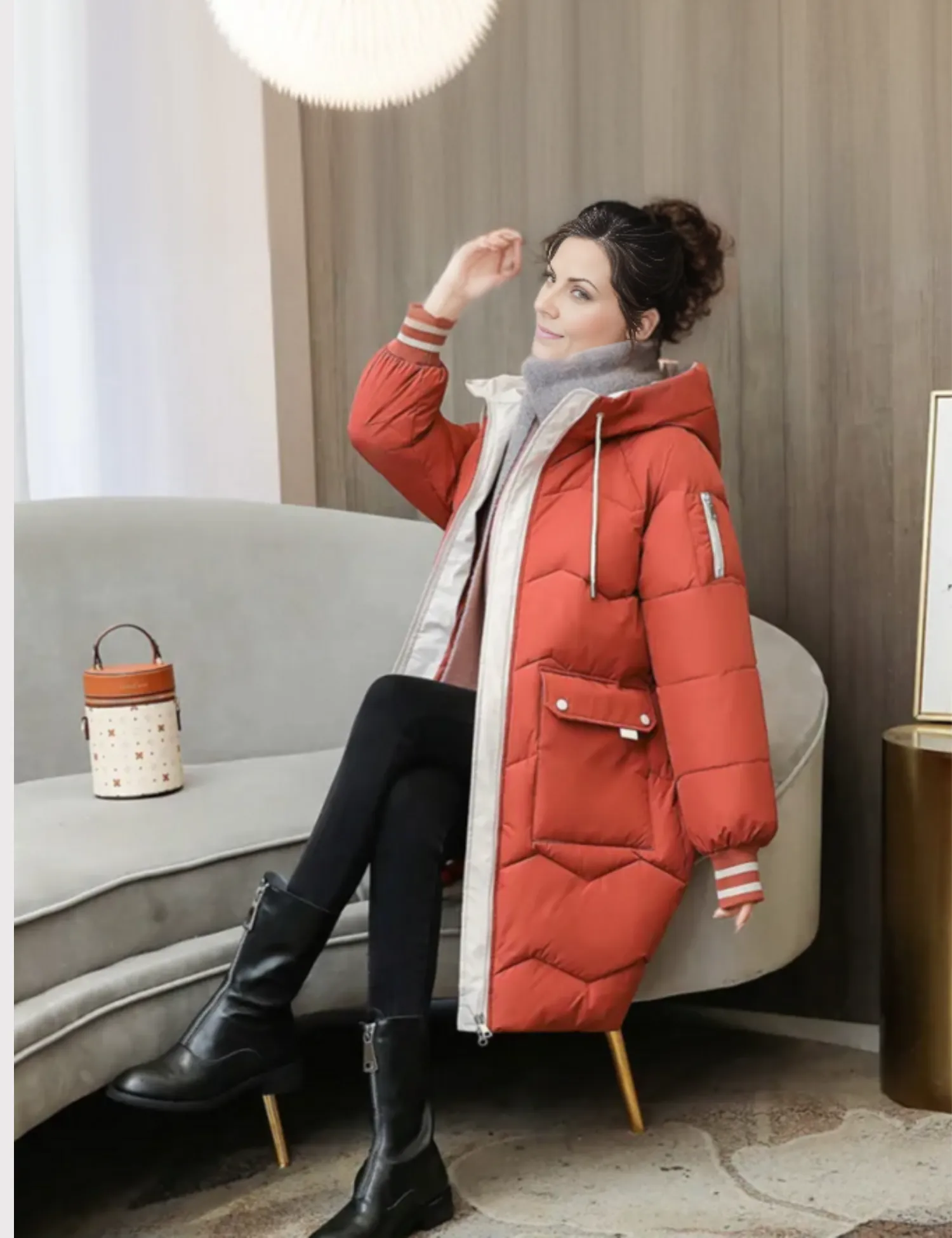 Women's Stylish Long Padded Winter Down Coat with Hood | Perfect for Outdoor Activities