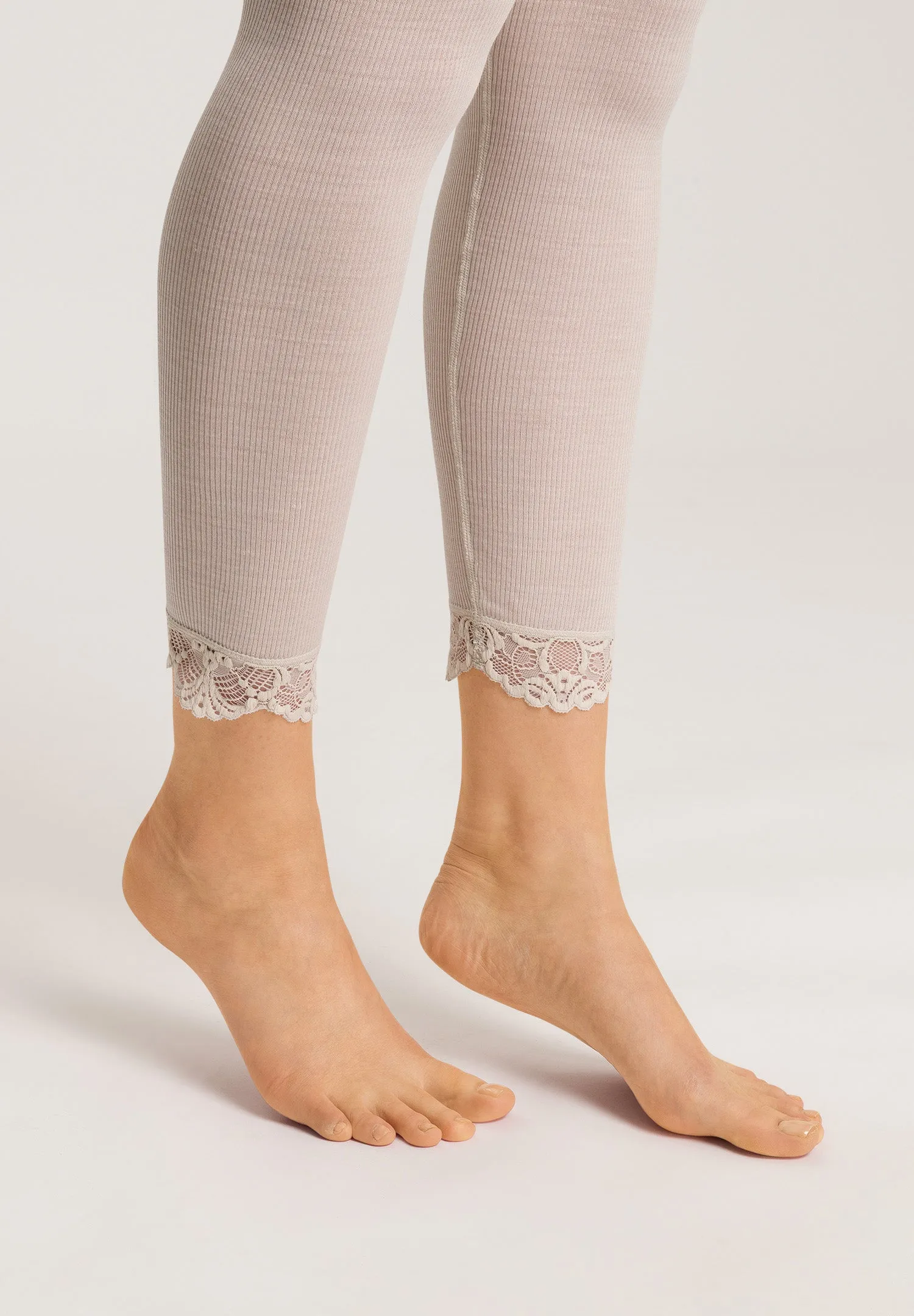 Woolen Lace Wool and Silk Lace Trim Leggings | Pumice 70910-2801