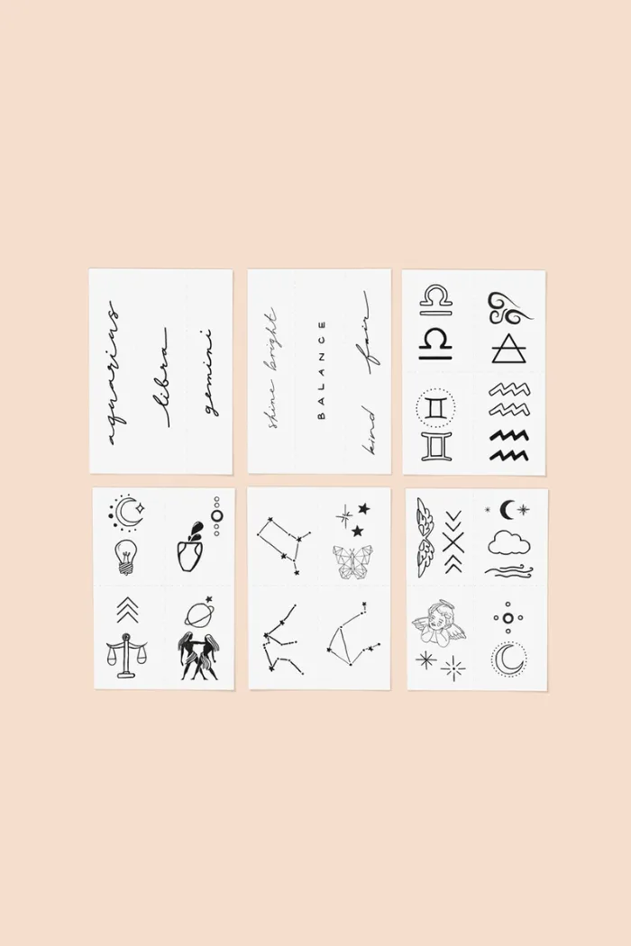 Zodiac Collection: Air Signs Temporary Tattoo Pack
