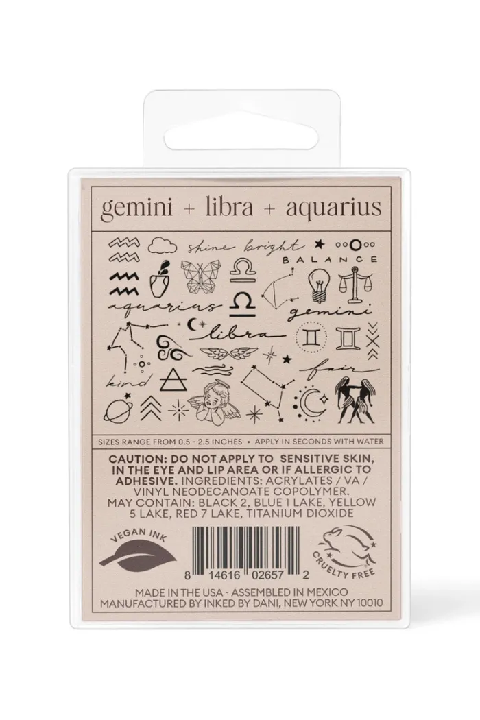 Zodiac Collection: Air Signs Temporary Tattoo Pack
