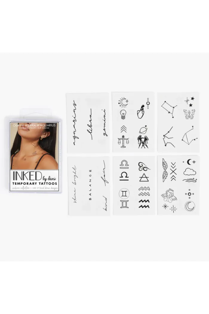 Zodiac Collection: Air Signs Temporary Tattoo Pack