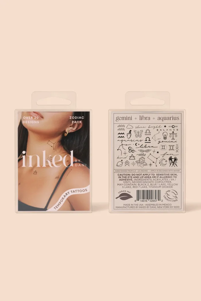 Zodiac Collection: Air Signs Temporary Tattoo Pack
