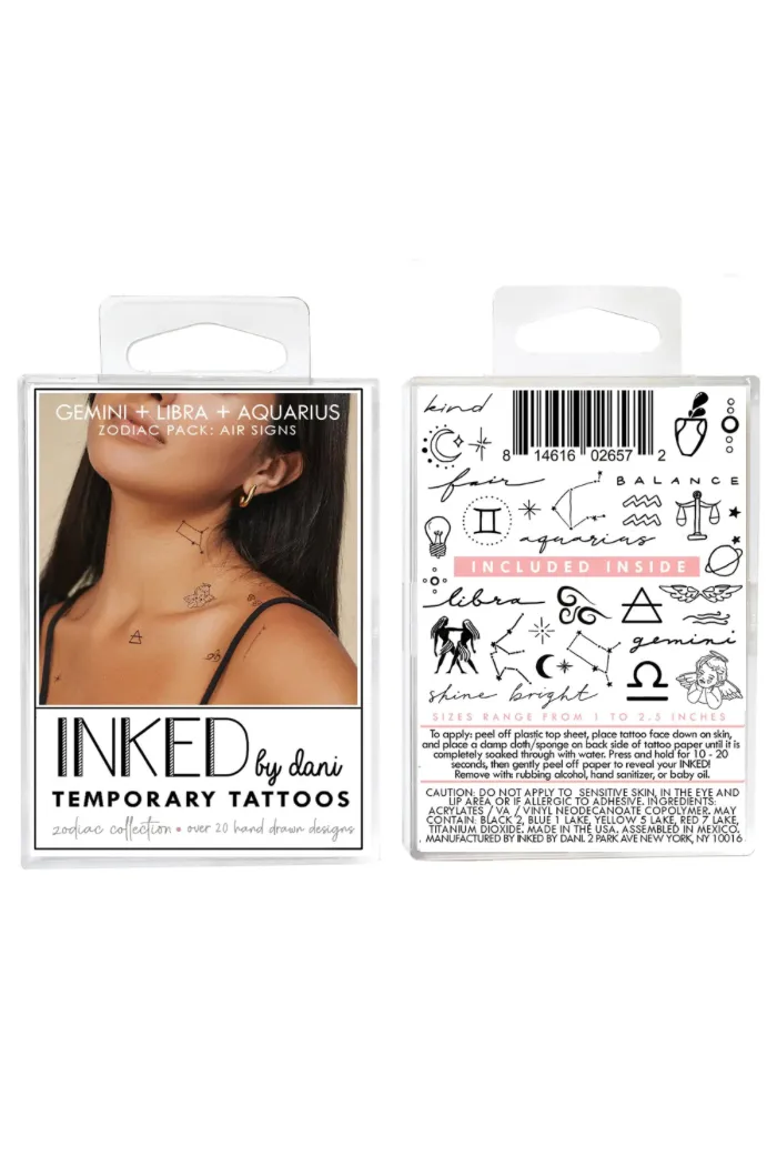 Zodiac Collection: Air Signs Temporary Tattoo Pack